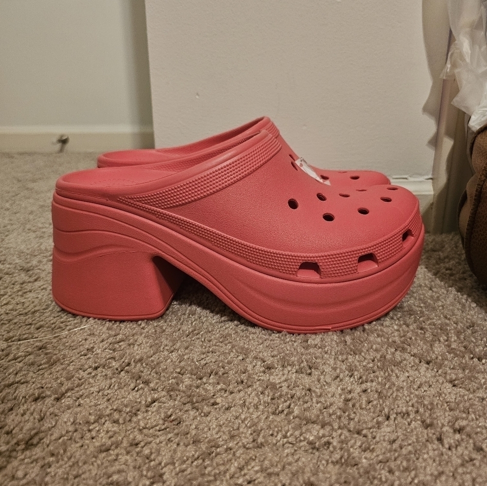 Crocs SIREN CLOG High-heeled Platform Stylish Barbie Hyper Pink Women's Size 11